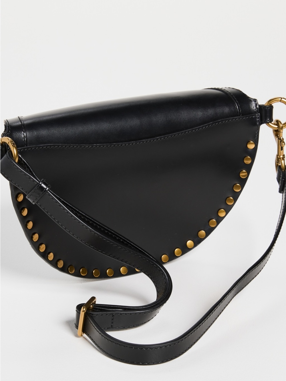 Isabel Marant Black Leather Crossbody Bag with Gold Studs - Picture 5 of 7